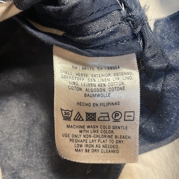 Anthropologie Postmark Chevron Endpoint Dress Halter Jumper Linen Cotton Size 6 - Picture 14 of 15